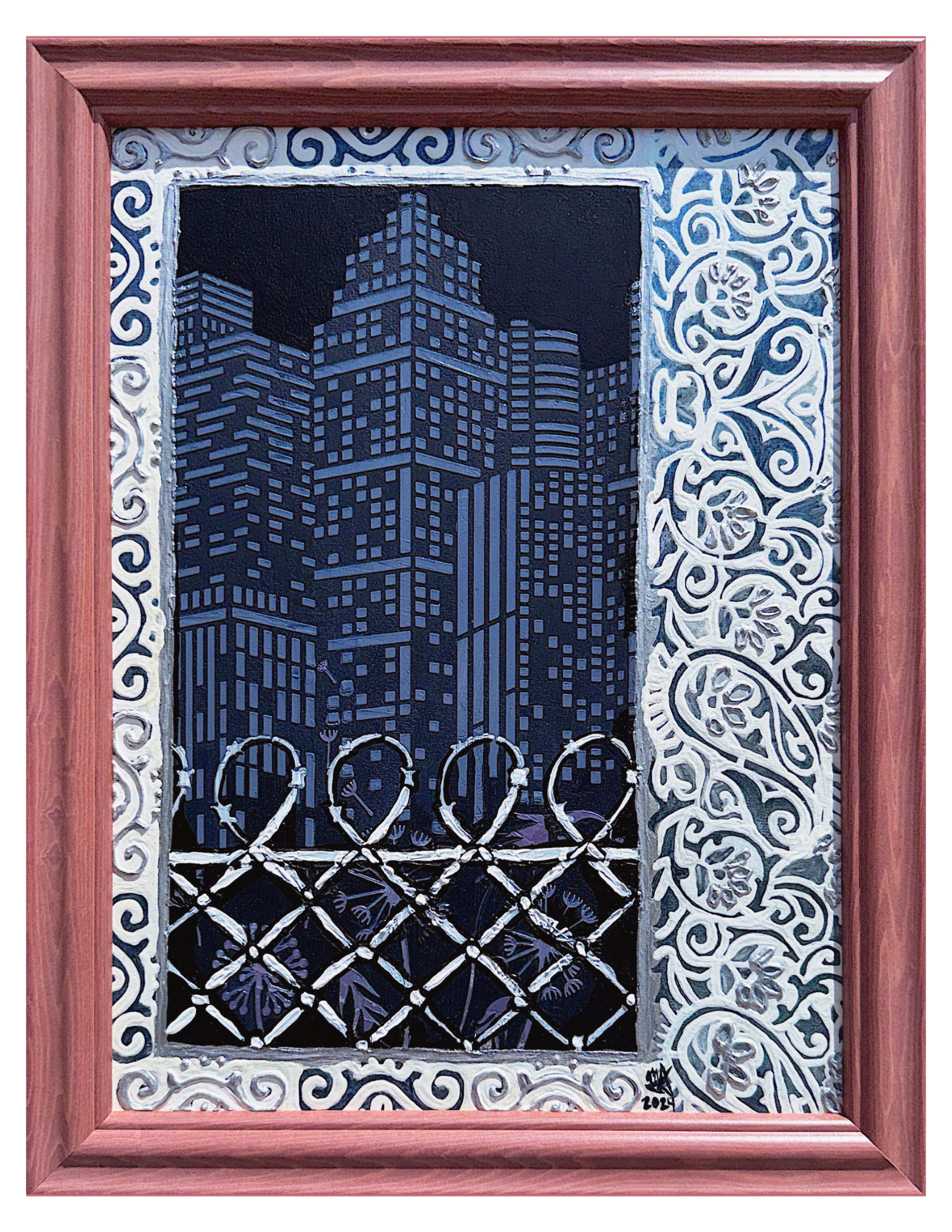 10_Caged City-Gray Streets Framed